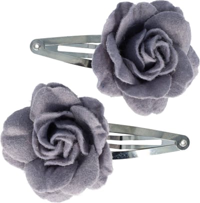 Haarsoires Haarspeld Klikklak 6cm - Roos Bloem - Vilt - Grijs - Set van 2 - Haarclip Speldjes - Makkelijk in Gebruik - Haaraccessoires voor Volwassenen & Kinderen - Hair Clip - Decoratieve Haaraccessoire