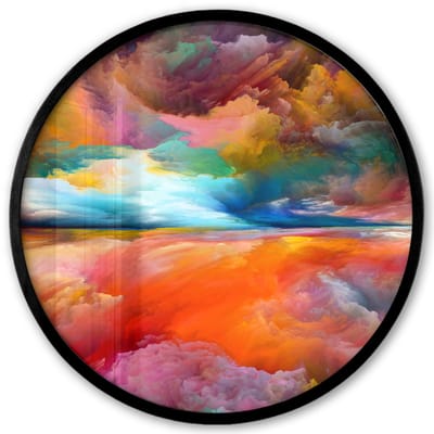 Poster in lijst Rond - Fotolijst 40x40 cm - Posters - Schilderij - Olieverf - Abstract - Wolken - Ronde posterlijst zwart - Decoratie - Wanddecoratie woonkamer - Muurdecoratie slaapkamer