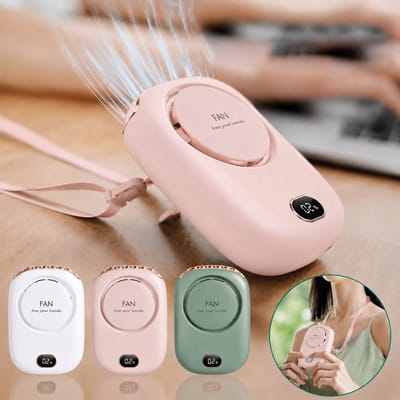 Draagbare Nekventilator Oplaadbaar ROZE– Mini Ventilator met Clip & Tafelstand – Ultra Stil – USB Ventilator met 3 Snelheden – Verkrijgbaar in Wit, Roze & Groen