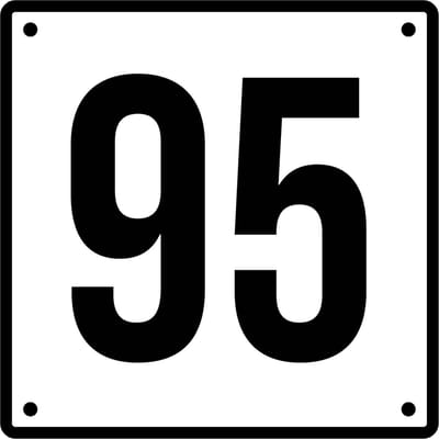 Huisnummerbord 95 - Incl. Schroeven en Pluggen – Acrylaat - 10 x 10 cm - Wit met Zwart