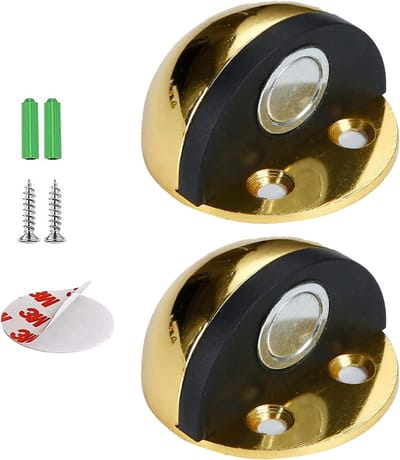 Magnetische Deurstop - Zelfklevende Stopper - Voorkomt Schade - Roestvrij Staal - 4.4 x 4.4 x 2.7 cm - Goud