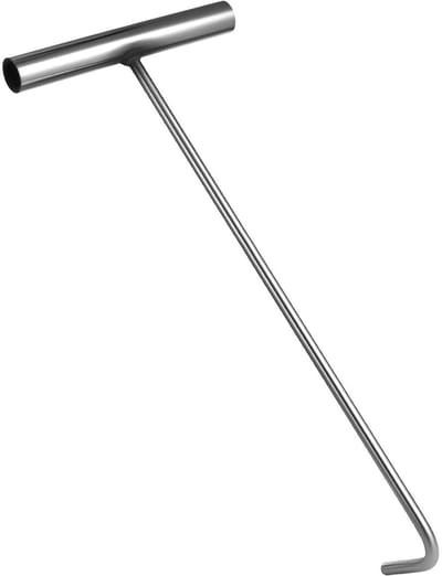 Mangatdeksel Haak - Putdeksel Lifter - Riolering Onderhoud - Zwaar Roestvrij Staal - 37 x 15 x 6 cm - Zilver