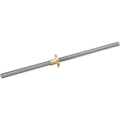 T8 8mm Trapeziumvormige Roestvrijstalen Draadstang Schroef & Messing Moer voor 3D-printer 300mm