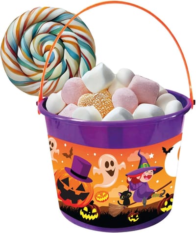 Fiestas Guirca Trick or treat snoep emmertje - heksen thema - paars - 18 x 16 cm - Halloween snoepjes ophalen