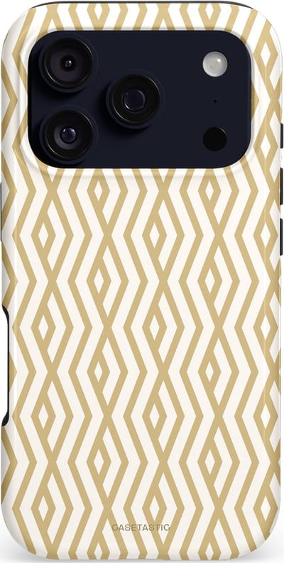Casetastic hoesje geschikt voor Apple iPhone 17 Pro - MagSafe - Dubbellaagse bescherming - Art Deco Goud - Fashion Case - Beige Wit