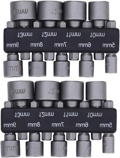 Complete 2 × 9 Dopsleutelset 5 mm-13 mm met Magnetische Bitadapter, Geschikt voor Boormachines en Accuschroevendraaiers, Inclusief Hex Dopsleutels en Gereedschap