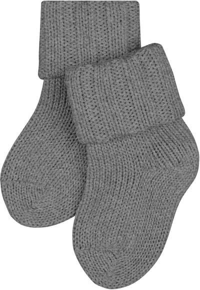 FALKE Flausch eenkleurig wol katoen sokken baby grijs - maat 62-68