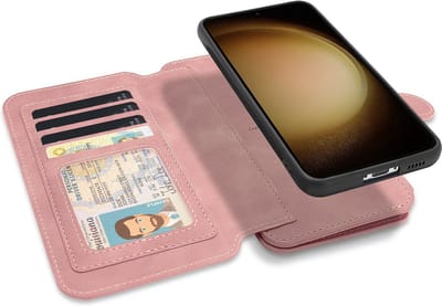 CaseMania Bookcase hoesje geschikt voor Samsung Galaxy A35 - Effen Roze - Kunstleer - Portemonnee met 11 Vakjes voor Pasjes en Ritsvak