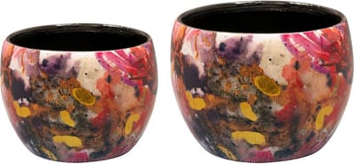 TS Collection - Pot Designed by Lammie - Sweet magnolia - Mini set van 2 - Metaal & Epoxy - Exclusieve woonitems voor binnen - Handgemaakt - Unieke print - Designed by Lammie