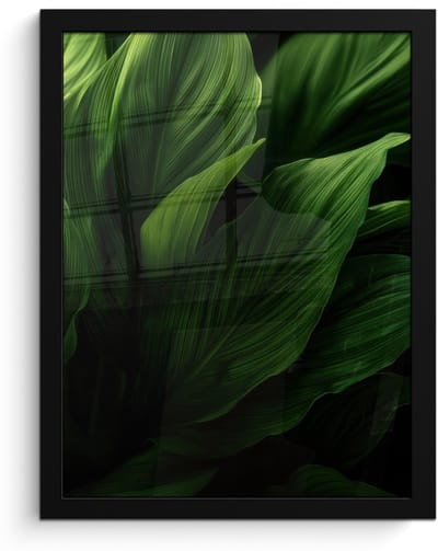 Poster in lijst - Fotolijst 30x40 cm - Posters - Bladeren - Schaduw - Groen - Textuur - Posterlijst zwart - Decoratie - Wanddecoratie woonkamer - Muurdecoratie slaapkamer
