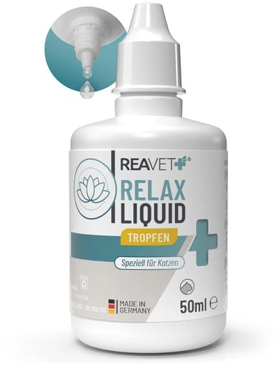 ReaVET - Relax Druppels voor katten (50ml) | Ondersteunt de natuurlijke kalmte | Voor een evenwichtig kattenleven | Makkelijk toe te dienen druppels