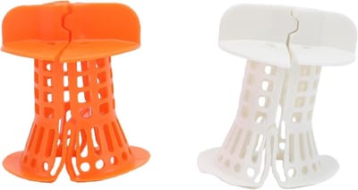 Haarvanger Afvoer - Afvoerzeef Vuilvanger - Douche Schoonhouden - Met Handvat - Set van 2 - Wit Oranje