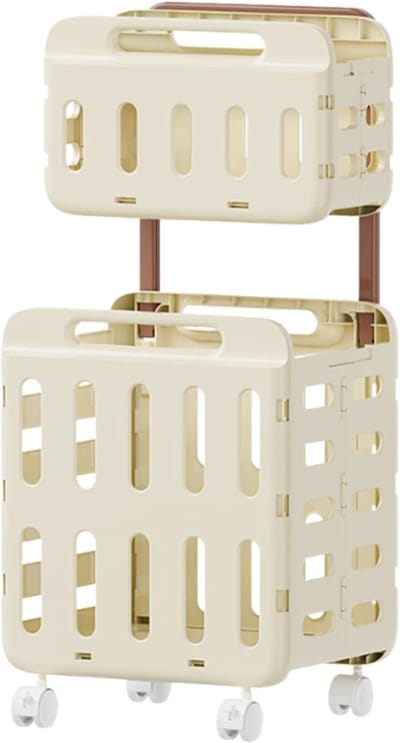 Wasrek Dubbellaags - Kleding Organizer - Was Sorteren - Antislip Onderkant - 496 x 444 x 134 cm - Romig