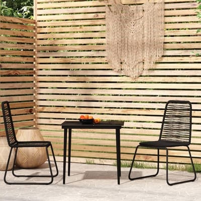 Tuin Eetset - Terrasmeubilair Buiten - Buiten Eten - Waterafstotend Rotan - 80 x 80 x 74 cm - Zwart