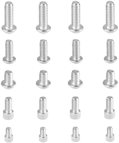 Cosensi- Schroefset 20 Stuks - 1/4"-20 Schroeven - Roestvrij Staal - Schroefdraadlengtes 9mm/13mm/16mm/19mm - Universeel Gebruik - Netto Gewicht 3.4 oz - Bevestigingsmateriaal