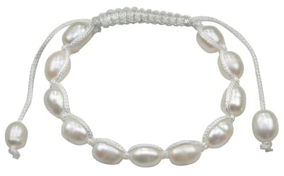Zoetwater parel armband White Pearl Cord - echte parels - wit - schuif armband - luxe sieraden zakje - parel armband dames - zoetwaterparel - wit parel armband
