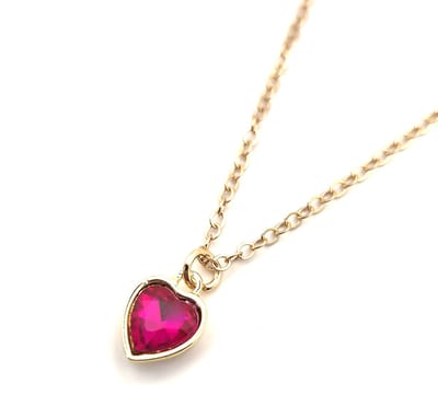 Ketting Meisje- Meisjesketting Hartje- Glitterketting meisje- Strass- Diamant- Roze- Goudkleurig- Ketting met hart- Kind- LiLaLove