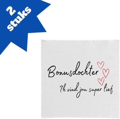 Akyol - bonusdochter ik vind jou super lief brillendoekjes - Dochter - de liefste bonusdochter - verjaardag - cadeautje voor dochter - dochter artikelen - kado - geschenk - 17,8 bij 17,8 cm - 2 stuks