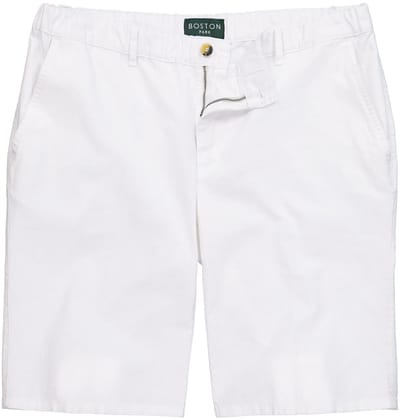 Boston Park - Heren - Linnenmix-Bermuda regular fit elastische tailleband - Sneeuwwit - Maat 56
