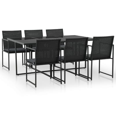 vidaXL - 7-delige - Tuinset - met - kussens - poly - rattan - zwart