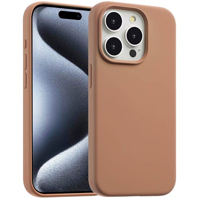 Accezz Hoesje - Geschikt voor Apple iPhone 15 Pro - Liquid Silicone Backcover geschikt voor MagSafe - Lichtbruin