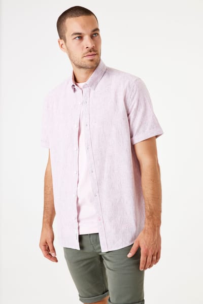 GARCIA Heren Effen Overhemd Roze Korte mouw