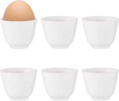 Set van 6 Witte Porseleinen Eierdopjes - Stapelbare Eierhouders voor Ontbijt