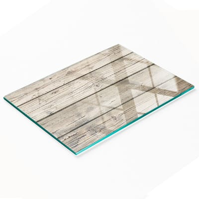 Multifunctionele decoratieve snijplank voor de keuken, gemaakt van gehard glas en hout, 80x52 cm