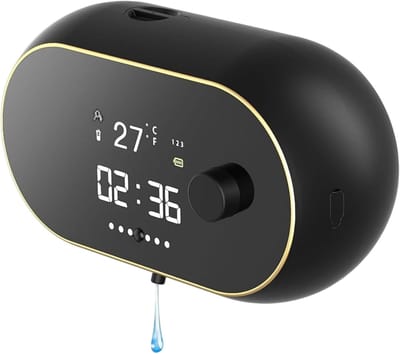 KZQ Automatische Zeepdispenser 450ml Wandmontage - Touchless Vloeibare Zeepdispenser Met Ir Sensor En Tijd Temperatuurweergave - Usb Herlaadbaar Voor Keuken En Badkamer - Schuim Zwart