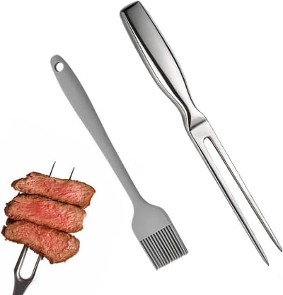 Professionele Vleesvork van Roestvrij Staal, Ideaal voor Grillen, Barbecue en Steaks, 27 x 2.4 cm