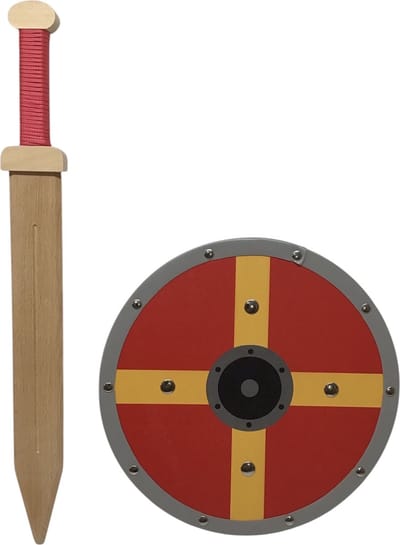 WOODSY ® Romeins zwaard en ridderschild Gladius Ridder middeleeuwen carnaval