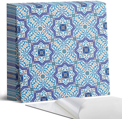 Coloray Plaktegels - Patroon met siermotieven Portugese Tegels - 30 cm x 30 cm - Blauw Plaktegels - 9 stuks - Vierkant PVC Tegels - Plaktegels Keuken - Zelfklevende Vloertegels - Vinyl Tegels Zelfklevend - Zelfklevende Tegels