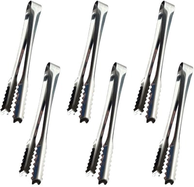 EXCITAT Snoeptang - Keukentang - IJsblokjestang - 15 cm - Roestvrij staal - Bruiloft Bar Feest - 6 stuks