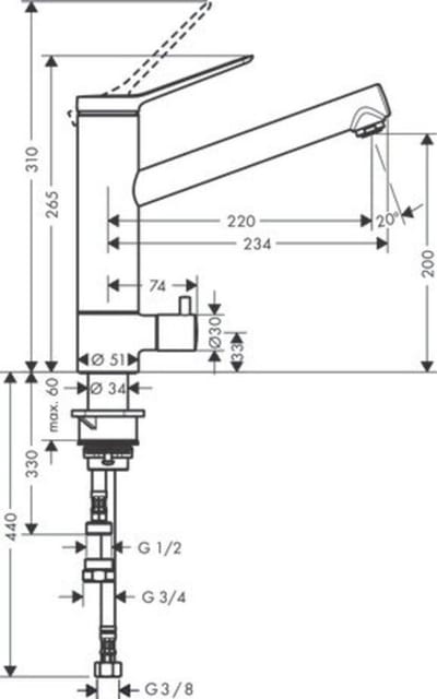 Hansgrohe Zesis M33 - Keukenkraan 200, met stopkraan, CoolStart, chroom 74807000