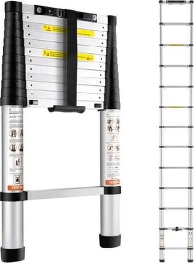 MensStore Telescoopladder - Telescopische Ladder - Ladder - Uitschuifbaar - Werkhoogte 3,2 Meter - Aluminium - Met Antislip Poten