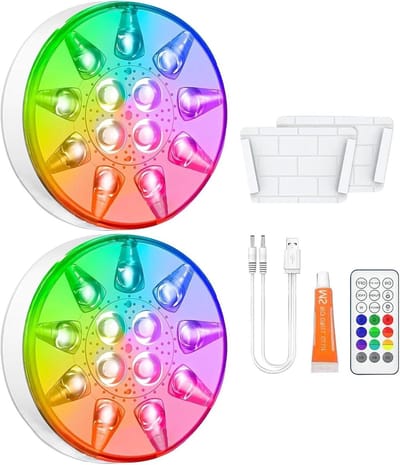Zwemverlichting LED - Oplaadbare Spot Lamp - Sfeer Verlichten - Waterdicht IP68 - 2 stuks - 16 kleuren