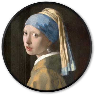 Poster in lijst Rond - Fotolijst 60x60 cm - Posters - Meisje met de parel - Schilderij - Oude meesters - Vermeer - Ronde posterlijst zwart - Decoratie - Wanddecoratie woonkamer - Muurdecoratie slaapkamer