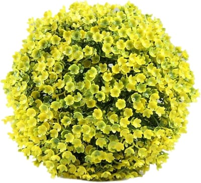 Kunstmatige Grasbal - Decoratieve Bal Plant - Tuin Decoratie - Onderhoudsvrij UV-bestendig - 30 cm - Geel