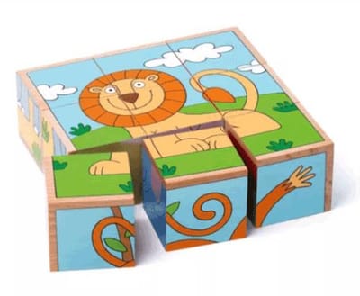 Woody houten blokpuzzel dieren - kleurrijke puzzel voor kinderen.