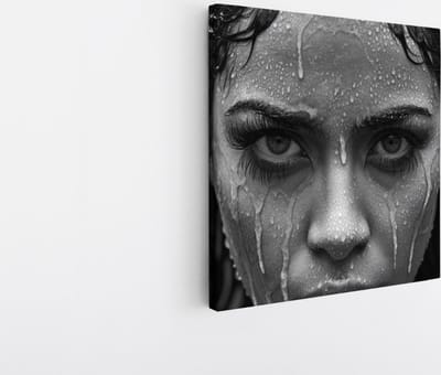 Saammp Canvas Schilderij - Regen - Vrouw - abstract - 20x20 - Foto op canvas - Wanddecoratie - Muurdecoratie Woonkamer - Slaapkamer decoratie - Canvas Print