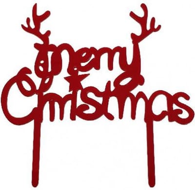 Cake - Taart Topper Merry Christmas Rood. Taartdecoratie. Tasty Me.