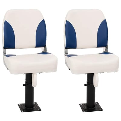 vidaXL - Bootstoel - 2 - set - inklapbaar - 41x36x48 - cm - blauw - en - wit