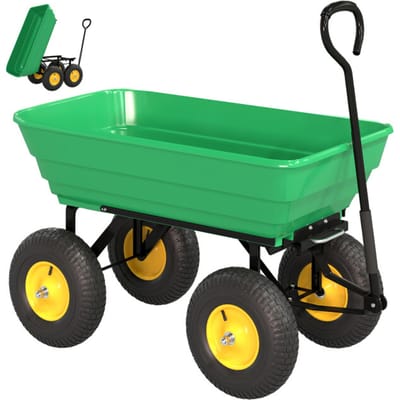 4goodz Tuinkar 75 liter met kiepfunctie met luchtbanden - tot 200 kg - Groen