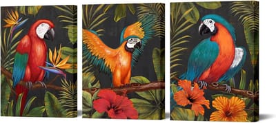 Wanddecoratie Set - Canvas Prints - Woonkamer Decoratie - Klaar om op te hangen - 3 Delig 30x40cm - Multicolor