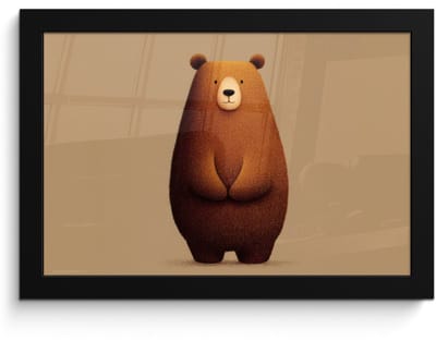 Poster in lijst - Fotolijst 30x20 cm - Posters - Beer - Minimalistisch - Bruin - Posterlijst zwart - Decoratie - Wanddecoratie woonkamer - Muurdecoratie slaapkamer