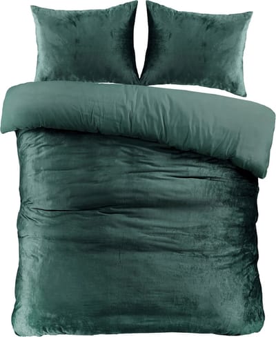 Velvet dekbedovertrek - groen - fluweel zacht - lits-jumeaux - 240x220 + 2st 60x70 cm