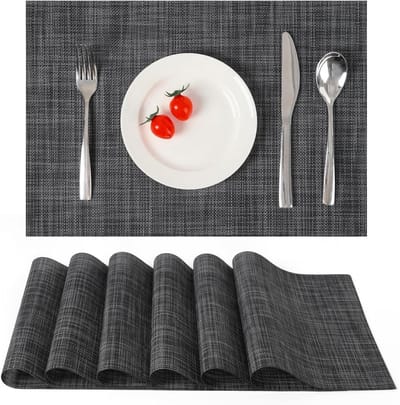 GELLDG 6 Stuks Plaatssets - Tafelmat Set - 30x43.5cm - Rutschvast, Krasbestendig, Hittebestendig en Wasbaar - Geschikt voor Keuken, Eethoek en Restaurant - PVC Materiaal