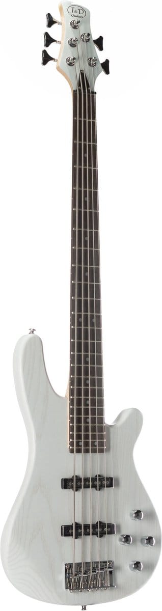 J & D 150J/5 Trans. Satin wit Fivestring - Elektrische basgitaar