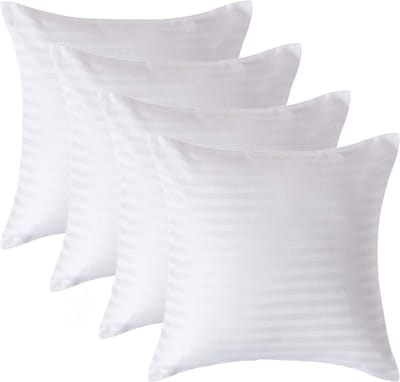 Homescapes Satijn Streep Katoen Kussensloop 40x40 cm – Set van 4 – Wit – 100% Egyptisch Katoen – Draaddichtheid 330