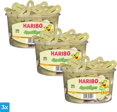 Haribo Appelringen (3x 150 stuks)